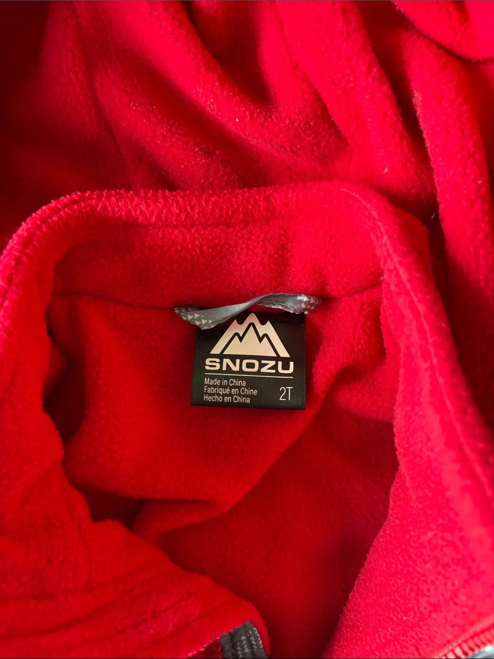 Snozu Toddler Gray + Red Double-Zip Puffer Jacket w/ Full Fleece Lining | Sz 2T